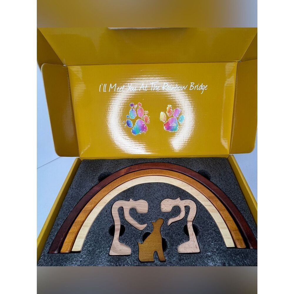 New Capti Pets Rainbow Bridge Wood Memorial For Fur Moms